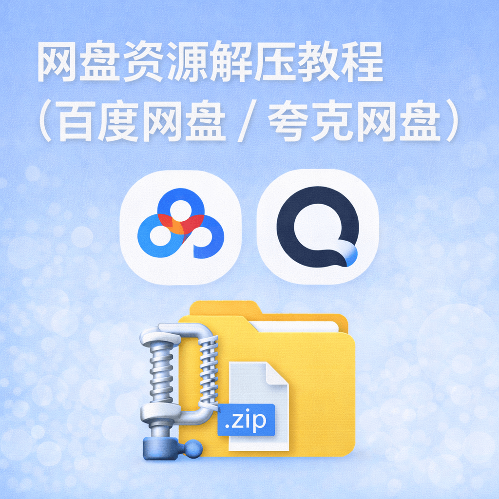 网盘资源解压教程（百度网盘/夸克网盘）